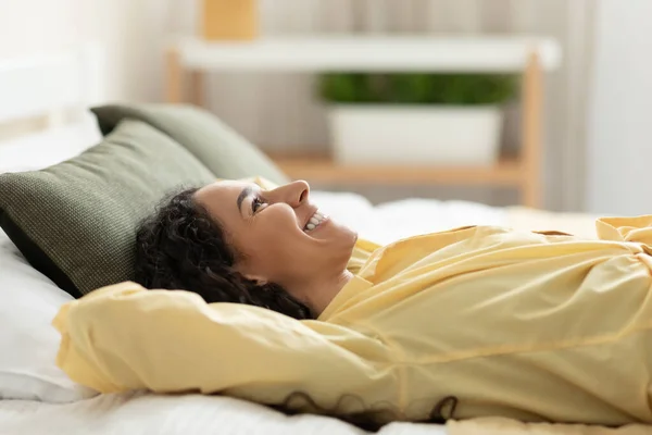 Well-rested Blonde Woman Enjoying Happy Morning, Stretching in Bed, Smiling  Stock Photo - Image of sitting, blonde: 248037500