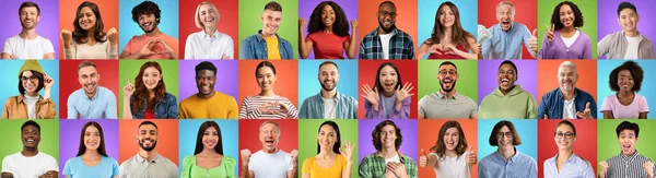 Diverse Multicultural Females Males Happy Faces Posing Bright Backgrounds Smiling — 스톡 사진