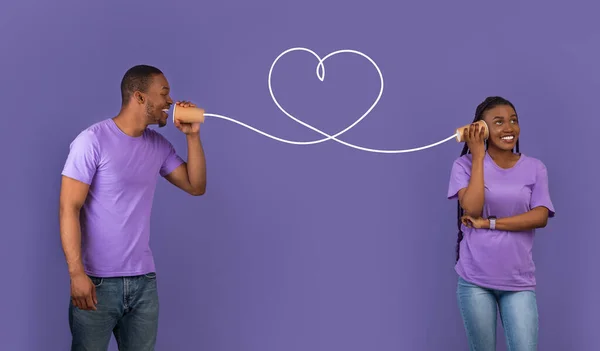 Konsep Cinta Pesan Loving Black Guy Telling Romantic Words His — Stok Foto