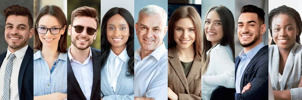 Groep Multiraciale Zakelijke Professionals Vrolijke Jonge Oude Mannen Vrouwen Formele — Stockfoto