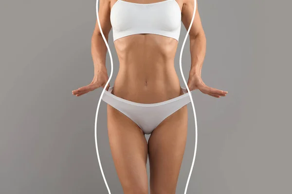 Body Sculpting Cropped Shot Young Slim Woman Underwear Perfect Figure — Stockfoto