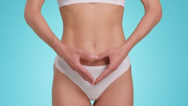 Female Health Concept Close Shot Slim Unrecognizable Woman Underwear Showing — Stock video