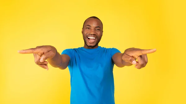 You Next Excited Black Guy Pointing Fingers Choosing You Showing — Stock Photo, Image