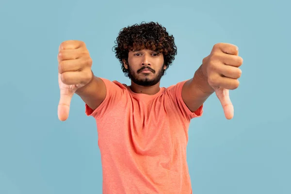 Unhappy Handsome Beraded Young Eastern Guy Pink Shirt Posing Alone — Stok fotoğraf