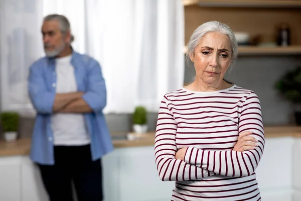 Marriage Crisis Senior Spouses Ignoring Each Other Argue Home Offended — Stock Photo, Image