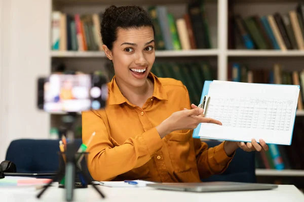 Online Training Concept Happy Female Teacher Having Distance Conference Students — ストック写真