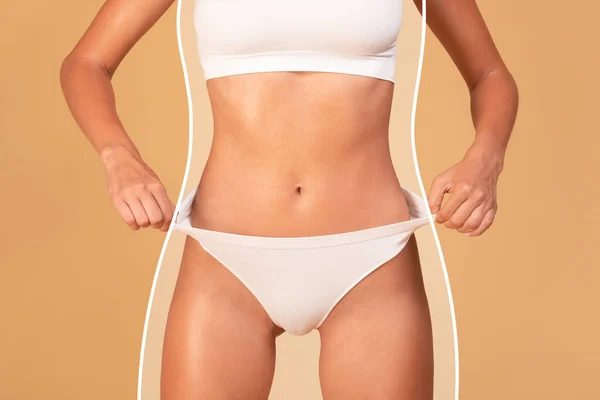 Concetto Scultura Del Corpo Giovane Donna Magra Biancheria Intima Con — Foto Stock