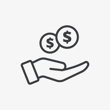  Dollar Coins Money in Hand Flat Vector Icon