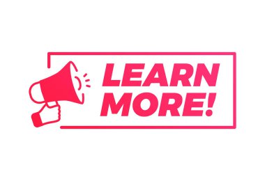 Learn More Megaphone Marketing Advert Label 