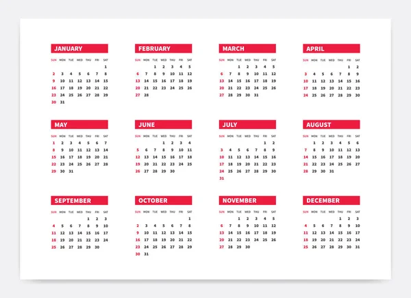 Calendar 2022 Year Design Vector — Stok Vektör