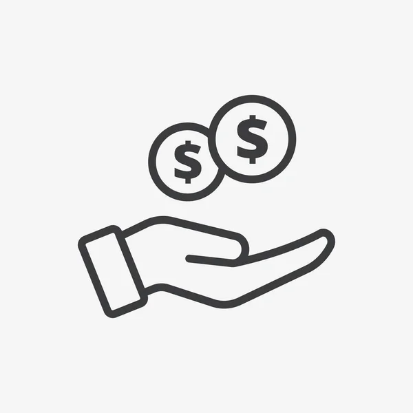 Dollar Coins Money Hand Flat Vector Icon — ストックベクタ