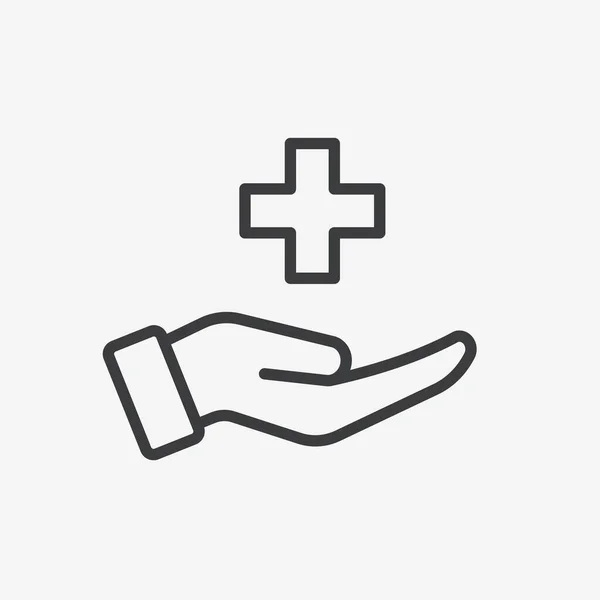 Insurance Medical Care Hand Flat Vector Icon — Stok Vektör