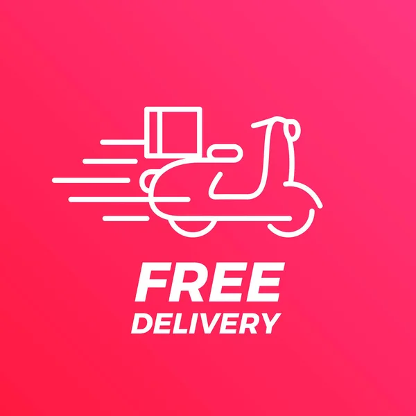 Free Delivery Bike Scooter Flat Vector Icon — Stok Vektör