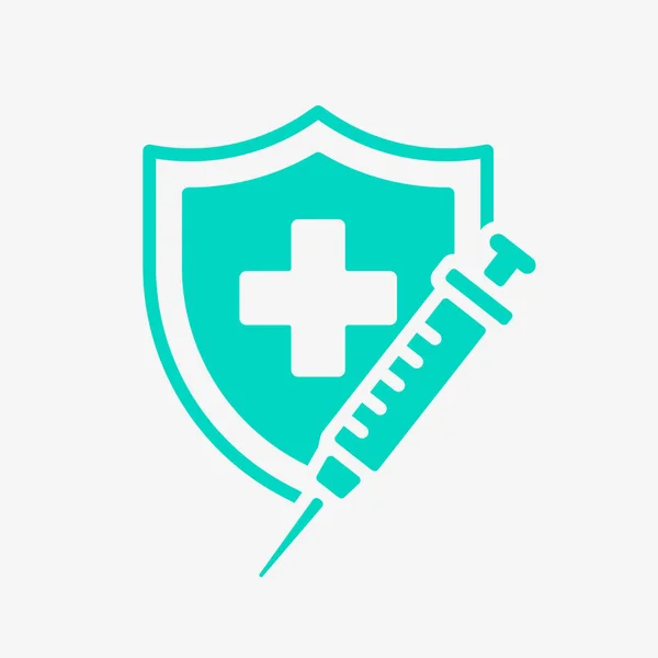 Medical Syringe Shield Protection Flat Color Vector Icon — Stok Vektör