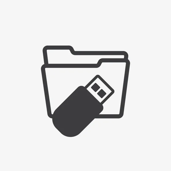 Usb Transfer Flash Drive Folder Flat Vector Icon — 스톡 벡터