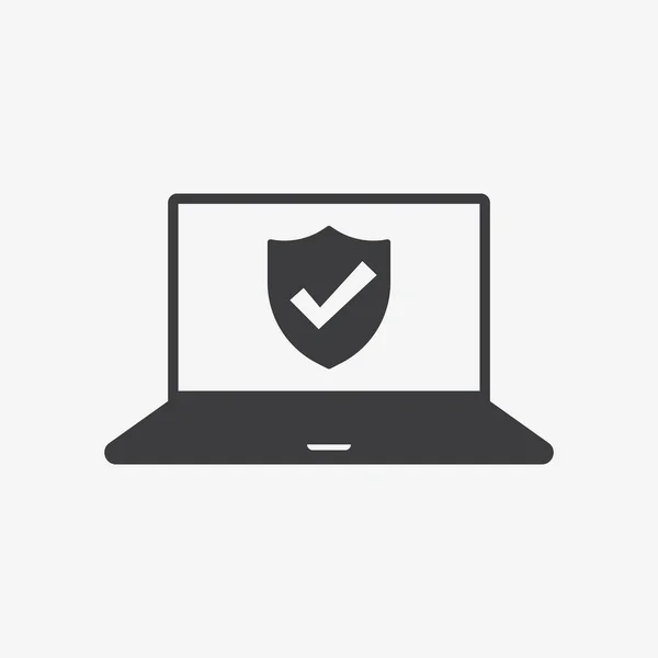 Sicherheit Schild Schutz Laptop Flat Vector Icon — Stockvektor