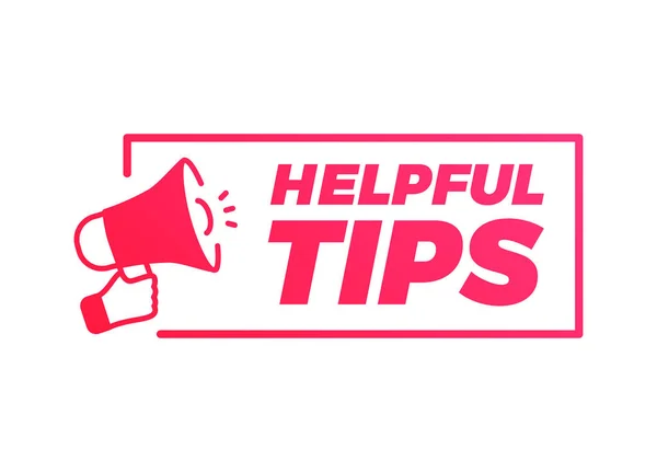 Helpful Tips Megaphone Marketing Advert Label — Stock vektor