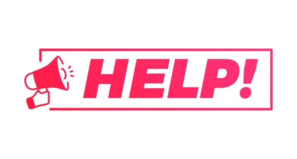 Help Megaphone Marketing Advert Label — Stock vektor