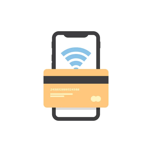 Mobiele Betaling Mobiele Telefoon Credit Card Color Vector Icon — Stockvector