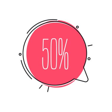 % 50 Sunucu veya İndirimli Kabarcık Renk Vektörü Simgesi 