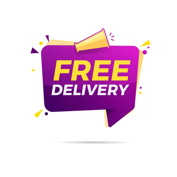 Free Delivery Text Label Megaphone Shopping Advertising — ストックベクタ