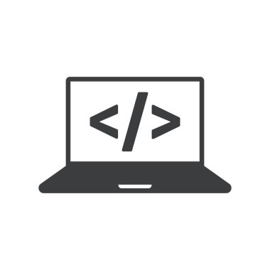 Kod, Laptop Düz Vektör Simgesi Programlanıyor