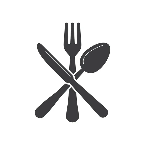 Cutlery Set Fork Knife Spoon Flat Design Vector Icon — 스톡 벡터