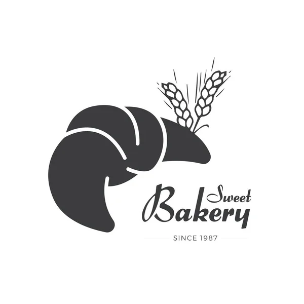 Sweet Bakery Croissant Logotype Icon — Stock Vector