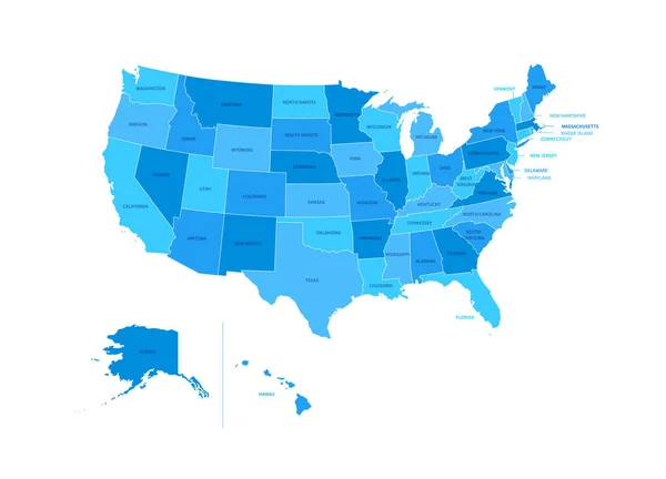 Stati Uniti America Mappa Delle Regioni Usa Con Illustrazione Vettoriale — Vettoriale Stock