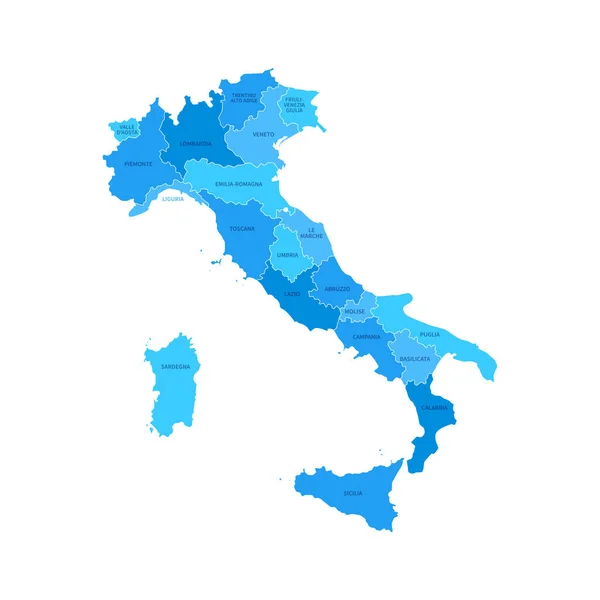 Карта Регионов Италии Редактируемой Векторной Иллюстрацией Штрихов — стоковый вектор