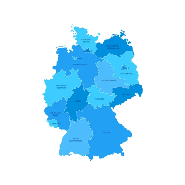 ドイツ地域地図編集可能な概要ベクトルイラスト — ストックベクタ