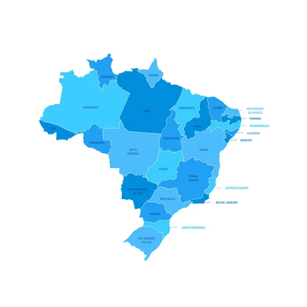Mapa Las Regiones Brasil Con Esquema Editable Ilustración Vectorial — Vector de stock
