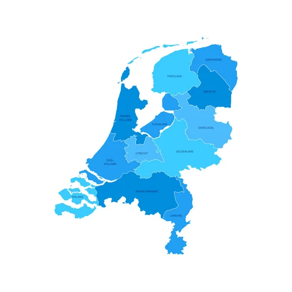 Hollanda Bölgeleri Düzenlenebilir Taslak Vektör Llüstrasyonu Haritası — Stok Vektör