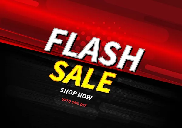 Flash Sale Banner Design Template Offer Shopping Red Background Vector — Stock Vector