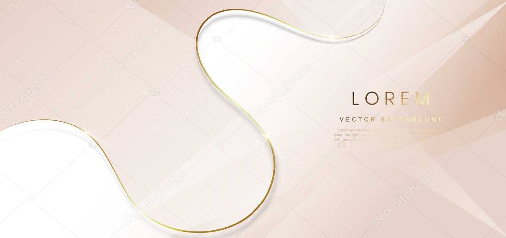 Abstract luxury background 3d overlapping with gold lines curve. Luxury style. Vector illustration
