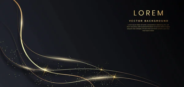 Abstract Template Black Luxury Background Overlapping Gold Lines Curve Sparking — Image vectorielle