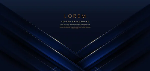 Abstract Template Blauwe Geometrische Diagonale Achtergrond Met Gouden Lijn Luxe — Stockvector