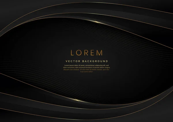 Modern Luxury Template Design Black Grey Curved Shape Golden Curved — Stockvektor