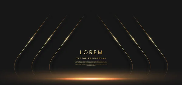 Abstrato Modelo Luxo Brilhante Fundo Preto Com Linhas Douradas Brilhando —  Vetores de Stock