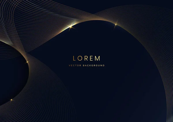 Modernes Design Von Luxusschablonen Mit Goldenen Wellenstreifen Auf Dunkelblauem Hintergrund — Stockvektor