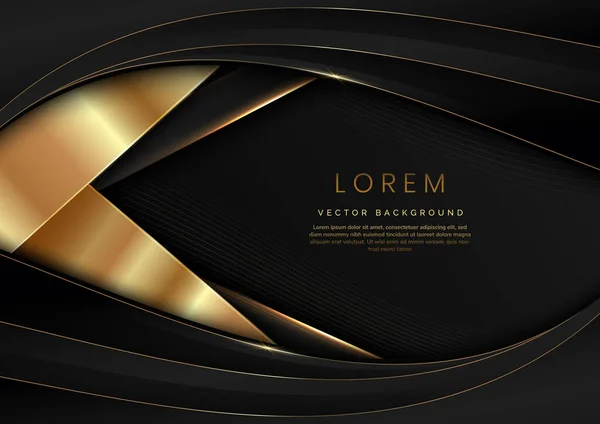 Modern Luxus Sablon Design Fekete Szürke Görbe Alakú Arany Hajlított — Stock Vector