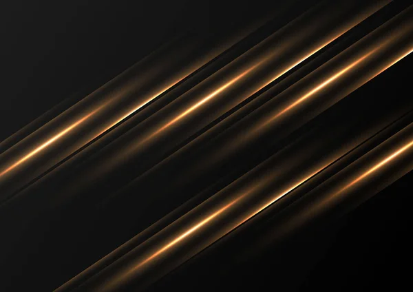 Abstrakter Luxus Schwarzer Hintergrund Mit Diagonalen Geometrisch Leuchtenden Goldenen Effekten — Stockvektor