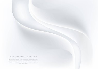Soyut modern 3D dinamik dalgalı ve eğri beyaz, temiz arkaplanda gri. Lüks konsept. Vektör illüstrasyonu