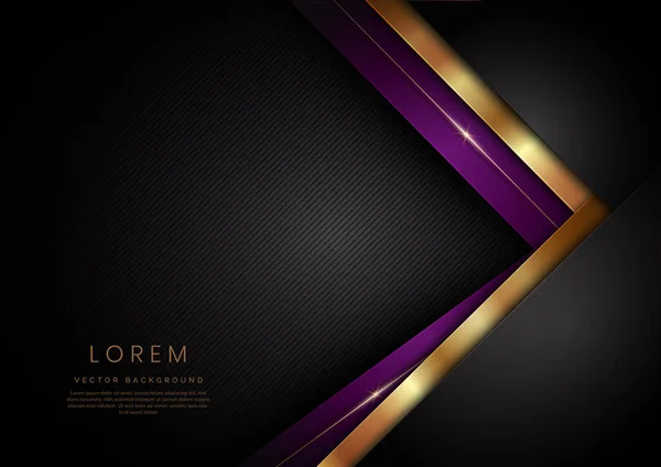 Gabarit Abstrait Diagonale Géométrique Noire Violette Dorée Sur Fond Noir — Image vectorielle