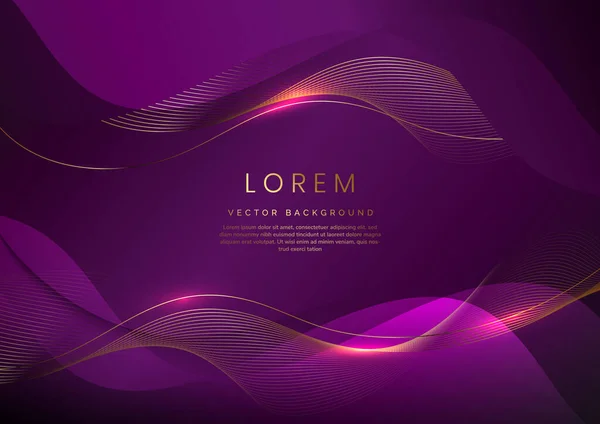 Luxuriöse Konzeptvorlage Violette Kurvenform Auf Violett Elegantem Hintergrund Und Goldener — Stockvektor