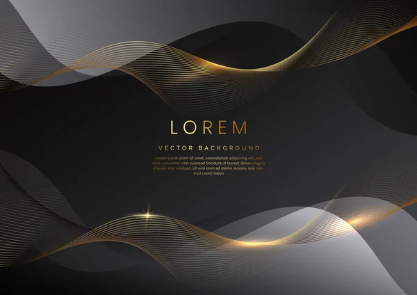 Luxuriöse Konzeptvorlage Graue Kurvenform Auf Schwarzem Eleganten Hintergrund Und Goldener — Stockvektor