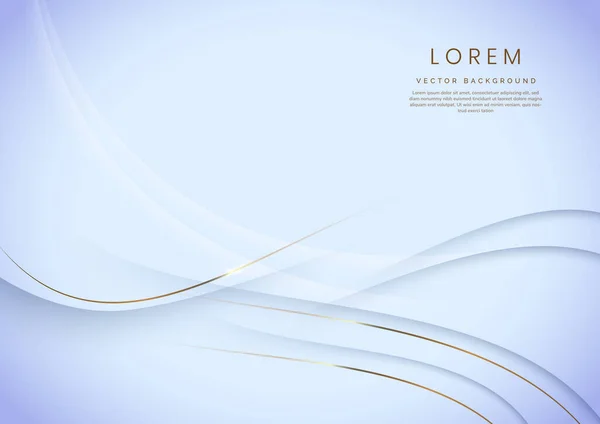 Abstraktní Zlatá Křivka Šablony Luxus Měkkém Modrém Pozadí Prostorem Pro — Stockový vektor