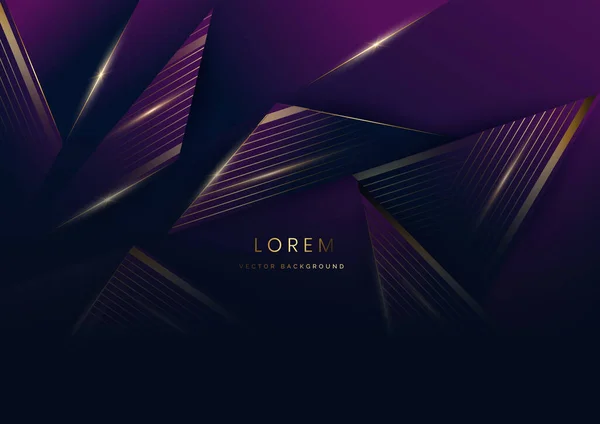 Luxury Triangle Elegant Purple Dark Blue Golden Lines Light Effect — Stock Vector