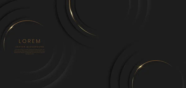 Abstract Black Circles Layer Background Gold Lines Curved Sparkle Copy —  Vetores de Stock