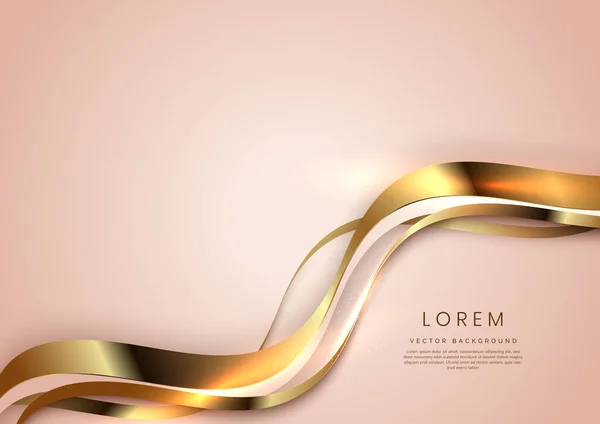 Abstract Gold Curved Ribbon Rose Gold Background Lighting Effect Sparkle — стоковый вектор